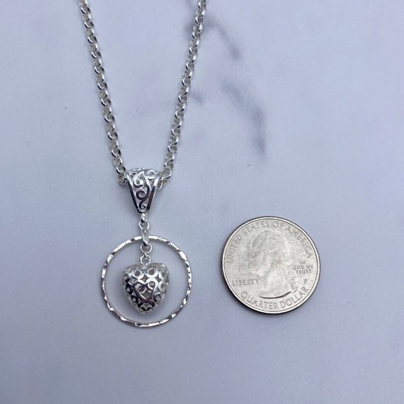 Heart Necklace Sterling Silver Filigree Heart Gift For Friend Gift For Her - Picture 5 of 6